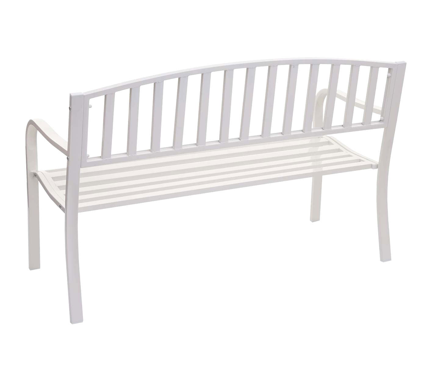 Tuinbank MCW-F43, parkbank, 2-zits gepoedercoat staal ~ wit