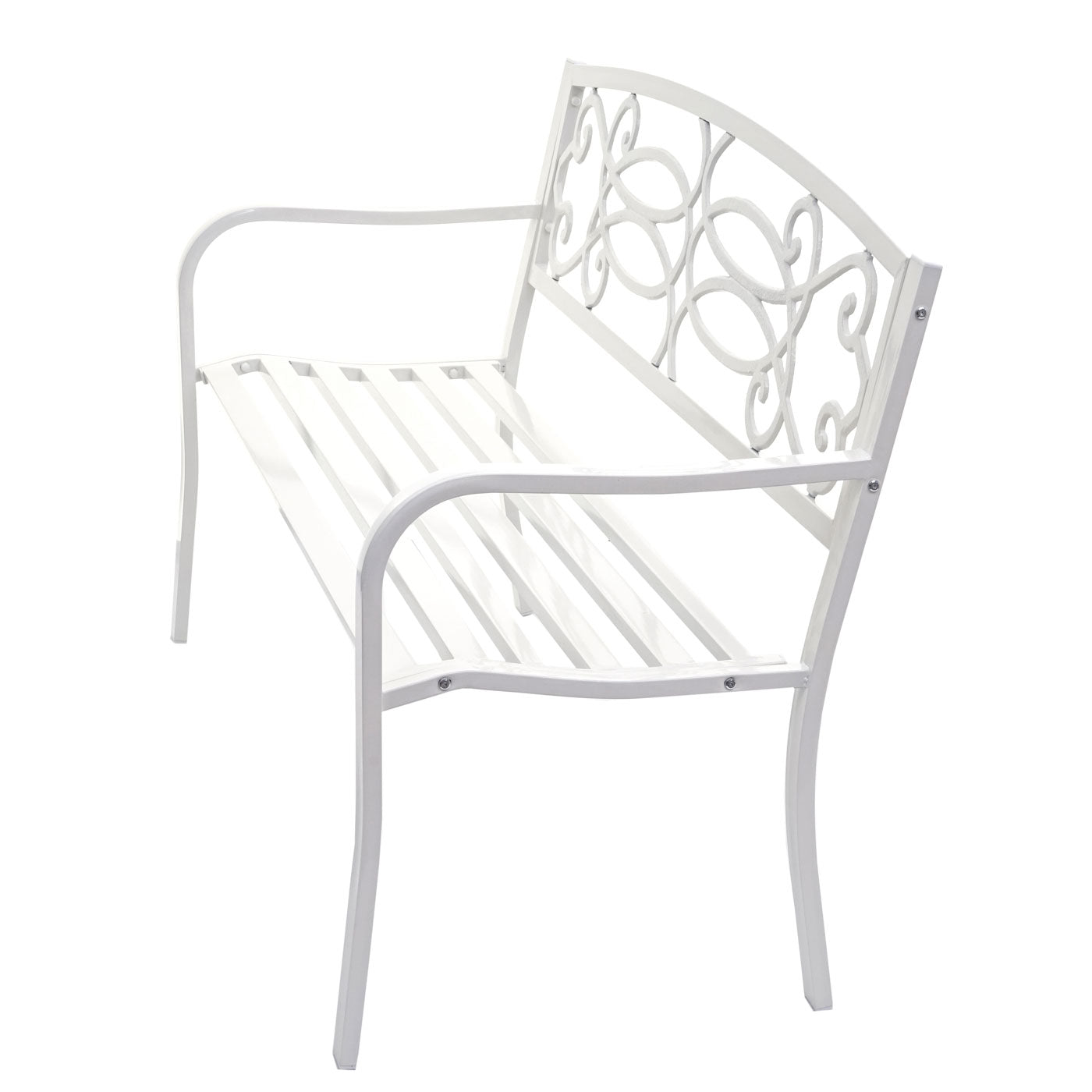 Tuinbank MCW-F44, parkbank, 2-zits gepoedercoat staal ~ wit