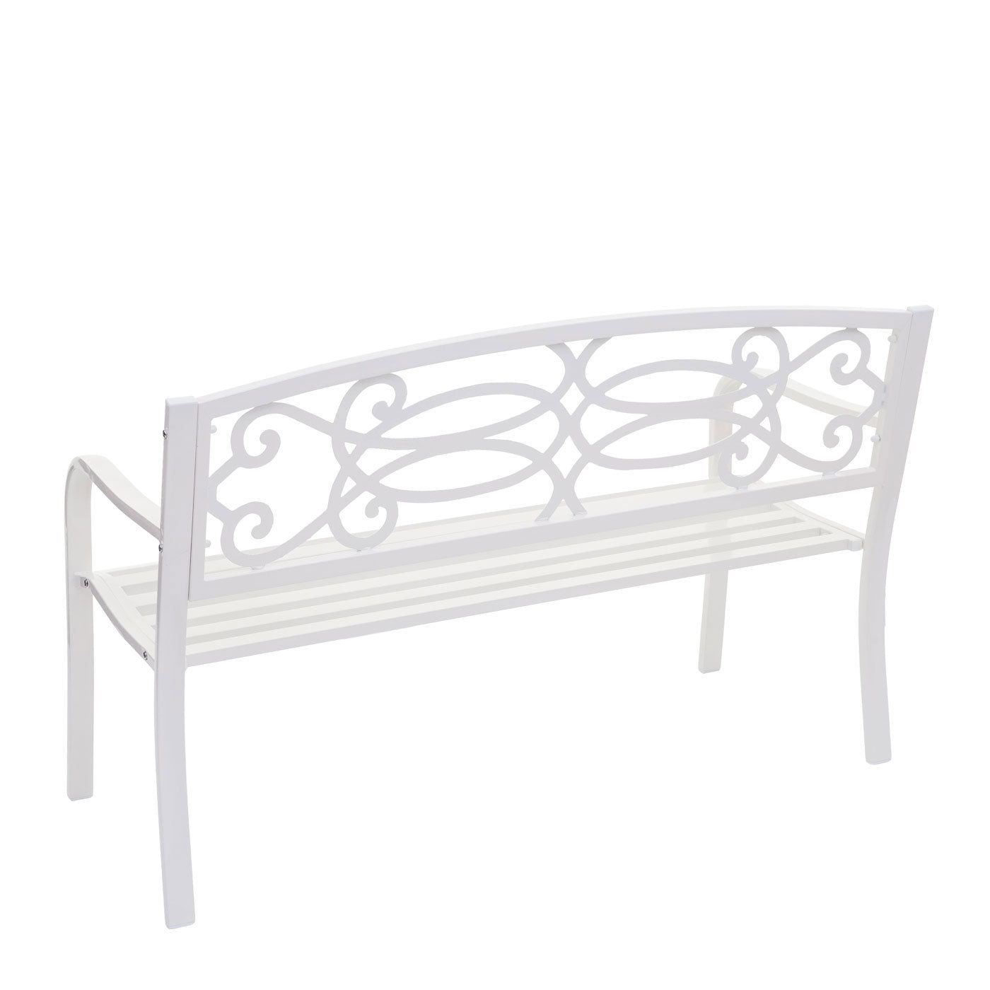 Tuinbank MCW-F44, parkbank, 2-zits gepoedercoat staal ~ wit