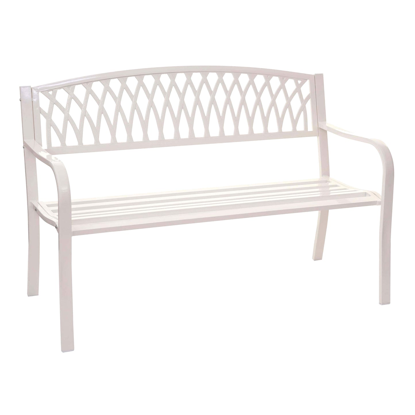 Tuinbank MCW-F45, parkbank, 2-zits gepoedercoat staal ~ wit