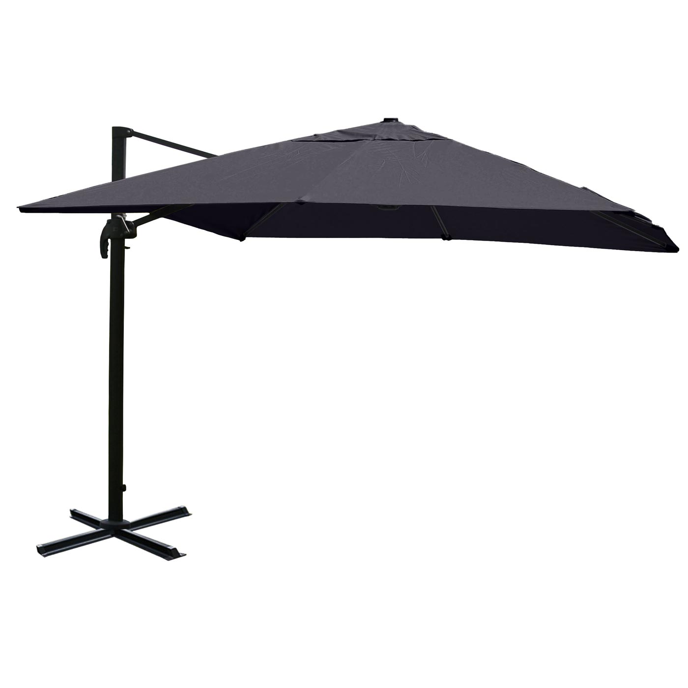 Zweefparasol MCW-A96, parasol, 3x4m (Ø5m) polyester/aluminium 26kg ~ antraciet zonder voet