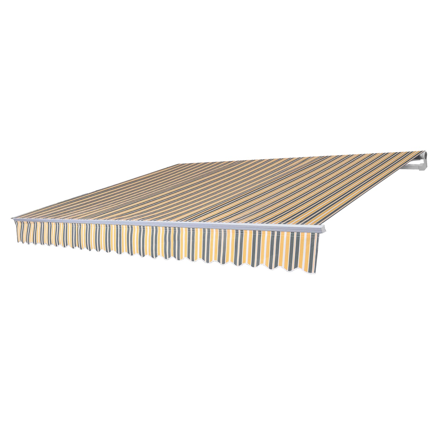 Aluminium zonnescherm MCW-E49, klaparm zonnescherm zonwering 2,5x2m ~ Polyester grijs-geel gestreept