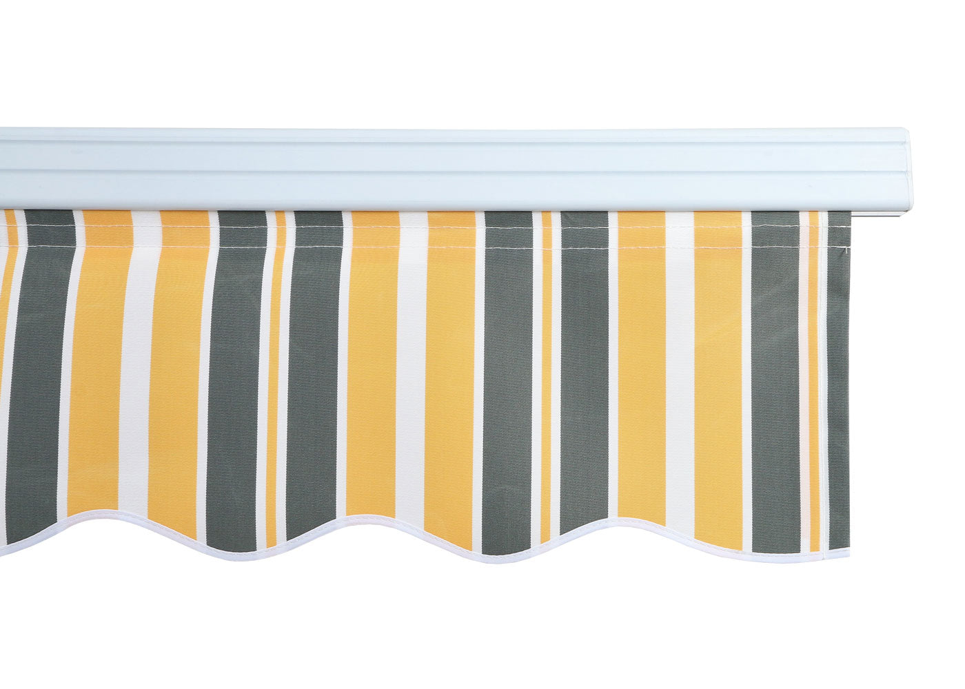 Aluminium zonnescherm MCW-E49, klaparm zonnescherm zonwering 2,5x2m ~ Polyester grijs-geel gestreept