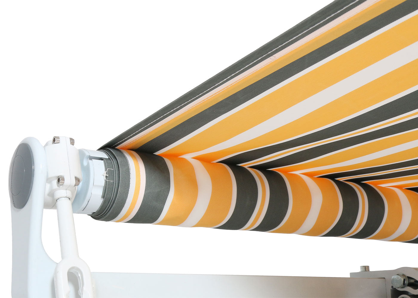 Aluminium zonnescherm MCW-E49, klaparm zonnescherm zonwering 2,5x2m ~ Polyester grijs-geel gestreept