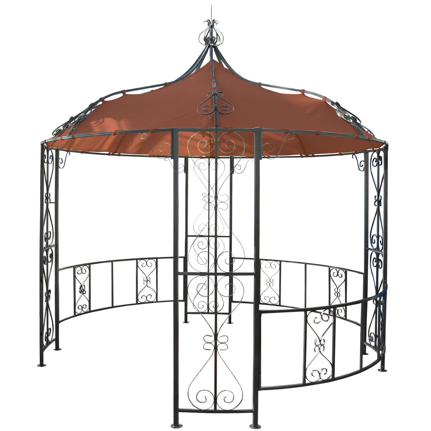 Pergola Almeria, rond tuinpaviljoen, stevig stalen frame Ø 3m ~ terracotta-bruin