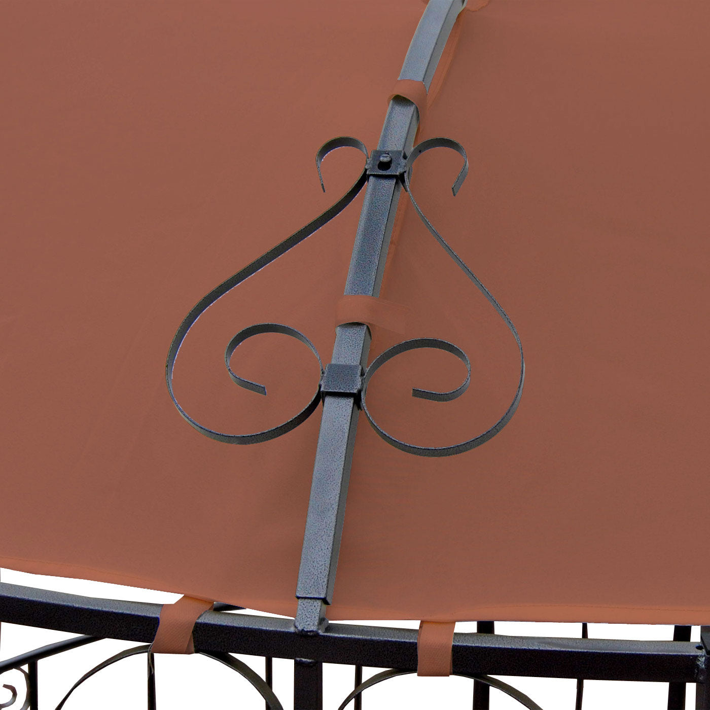 Pergola Almeria, rond tuinpaviljoen, stevig stalen frame Ø 3m ~ terracotta-bruin