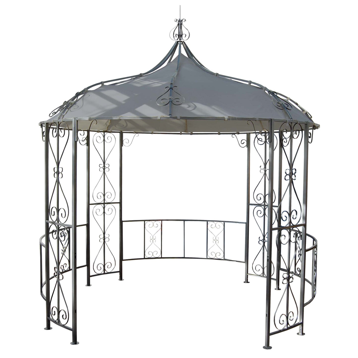 Pergola Almeria, rond tuinpaviljoen, stevig stalen frame Ø 3m ~ lichtgrijs