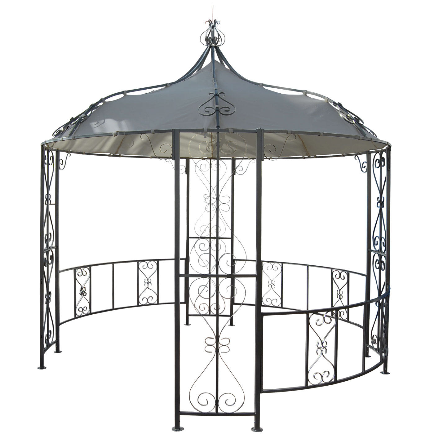 Pergola Almeria, rond tuinpaviljoen, stevig stalen frame Ø 3m ~ lichtgrijs