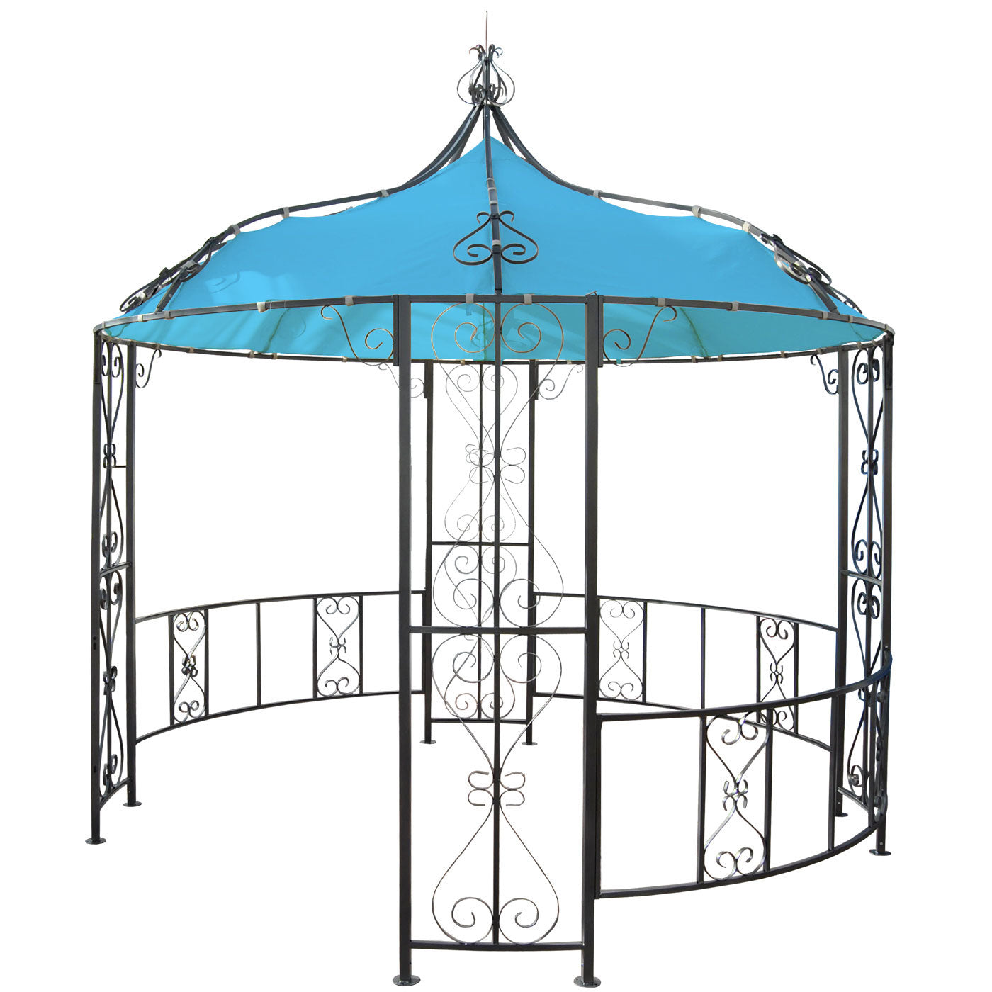 Pergola Almeria, rond tuinpaviljoen, stevig stalen frame Ø 3m ~ turquoise