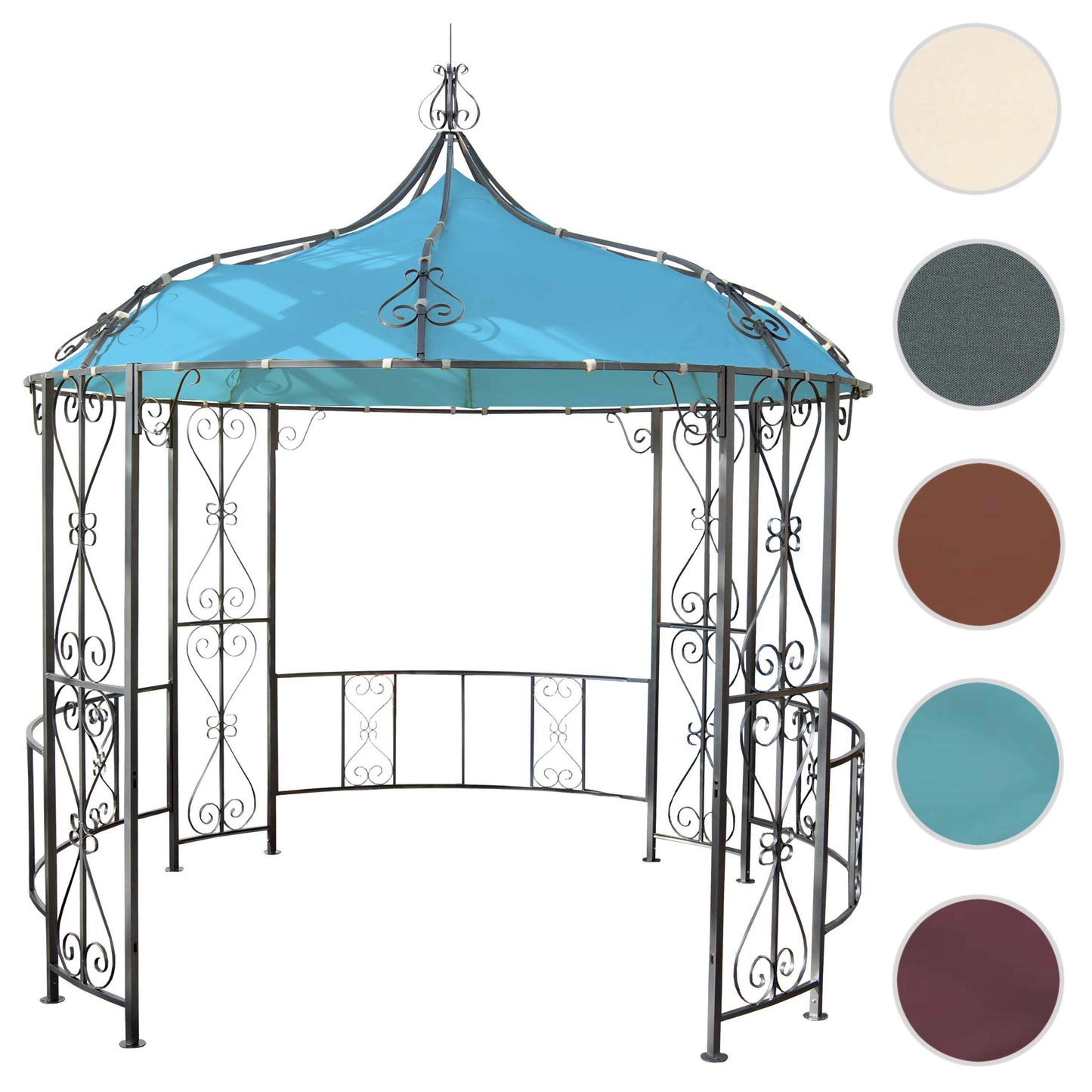 Pergola Almeria, rond tuinpaviljoen, stevig stalen frame Ø 3m ~ turquoise