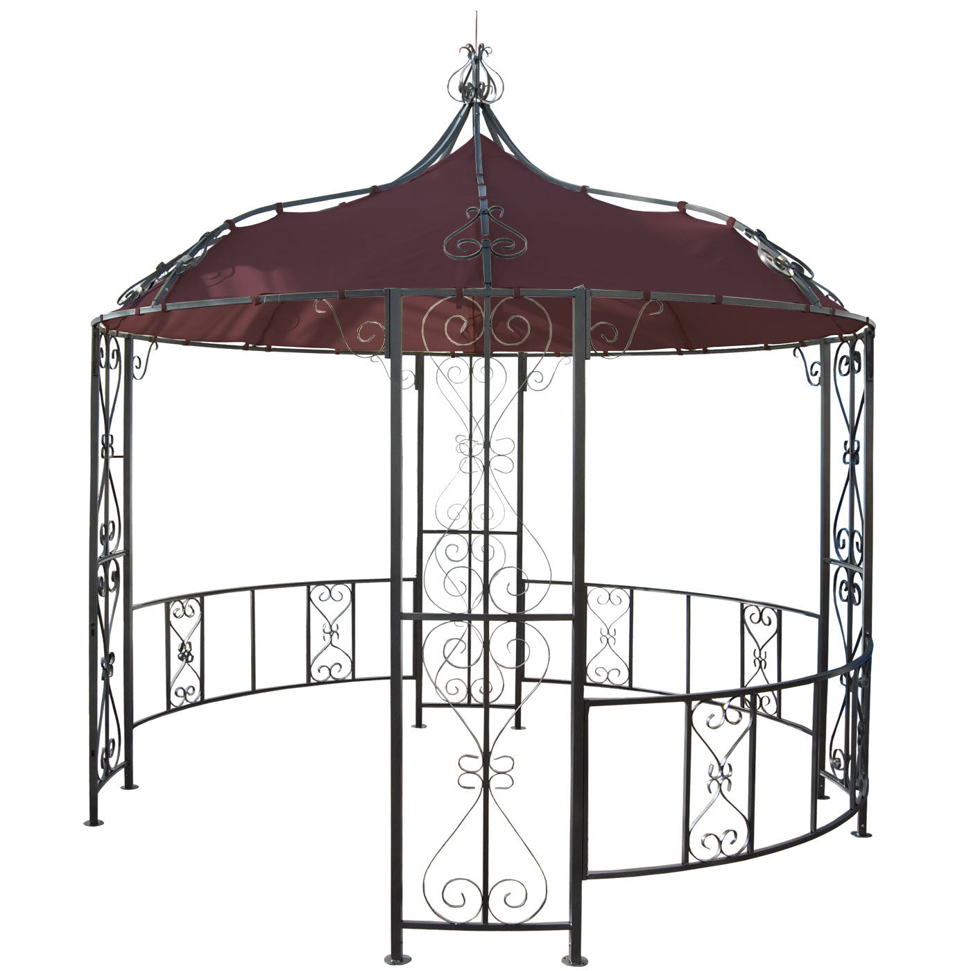 Pergola Almeria, rond tuinpaviljoen, stevig stalen frame Ø 3m ~ roodbruin