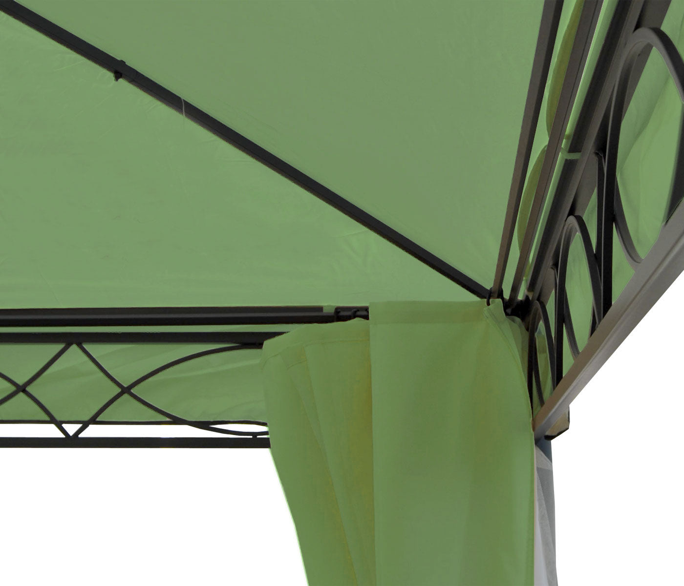 Pergola Cadiz, tuinpaviljoen, stevig 7cm frame met zijwand ~ groen 4x4m