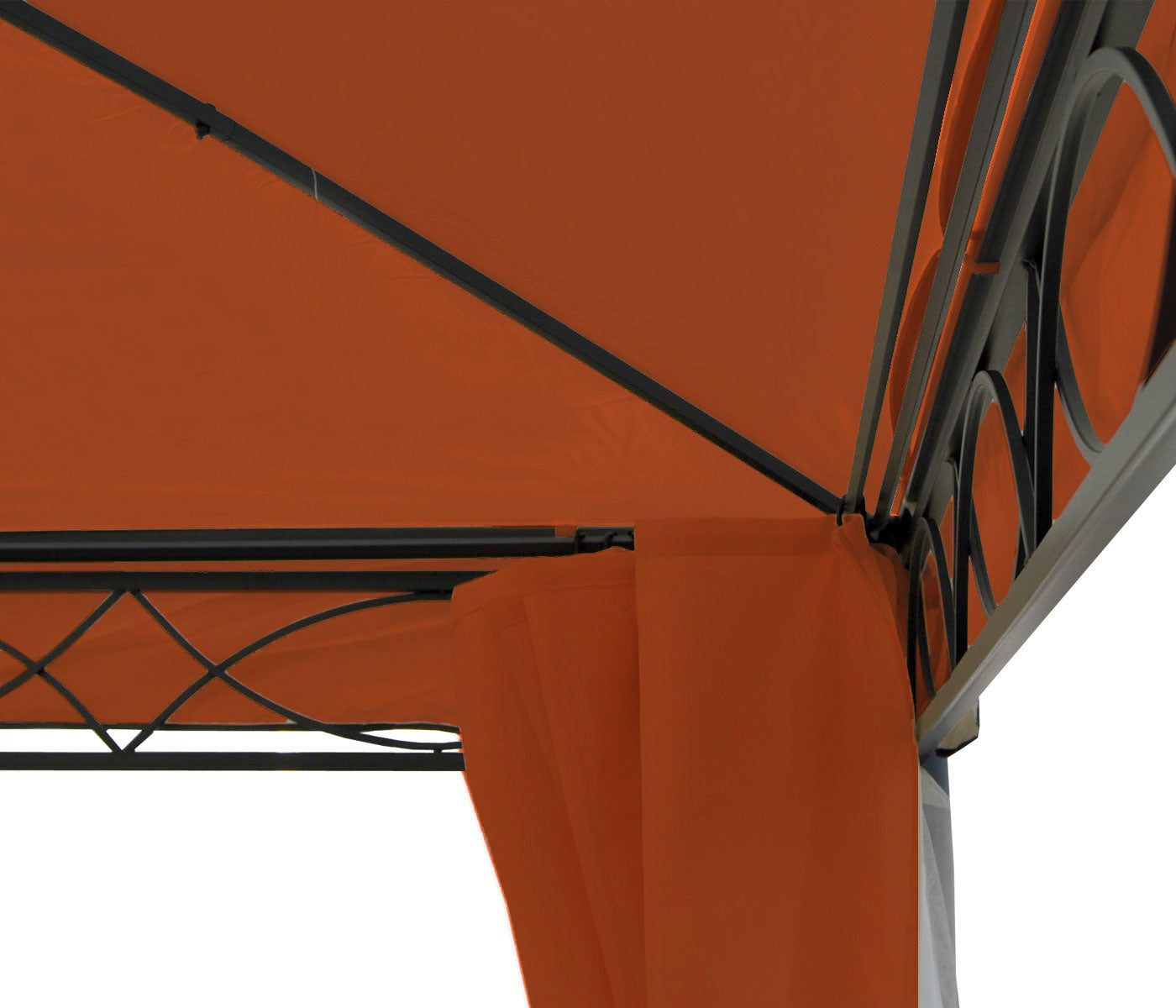 Pergola Cadiz, tuinpaviljoen, stevig 7cm frame met zijwand ~ terracotta-bruin 4x4m