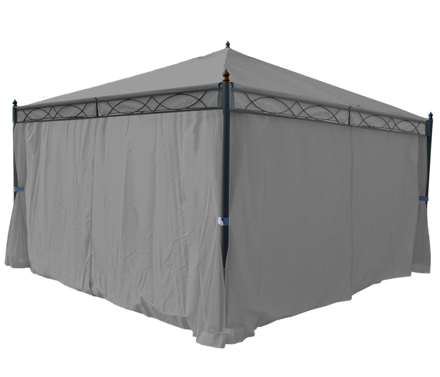 Pergola Cadiz, tuinpaviljoen, stevig 7cm frame met zijwand ~ lichtgrijs 4x4m