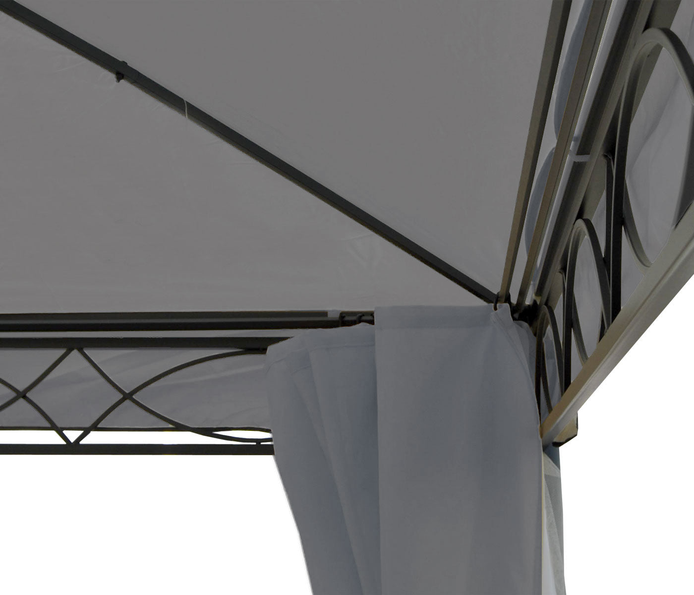 Pergola Cadiz, tuinpaviljoen, stevig 7cm frame met zijwand ~ lichtgrijs 4x4m