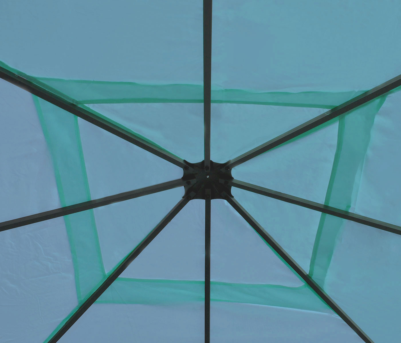 Pergola Cadiz, tuinpaviljoen, stevig 7cm frame met zijwand ~ turquoise 4x4m