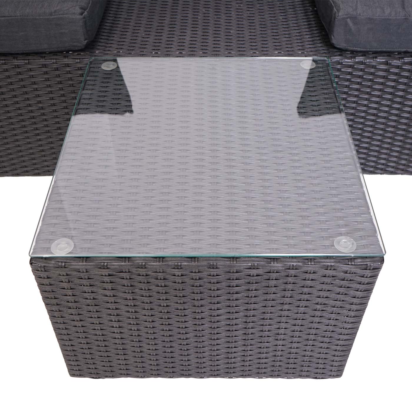 3in1 set MCW-J37, tuin/loungeset zonne-eiland, gesponnen poly rotan MVG ~ antraciet, donkergrijze kussens