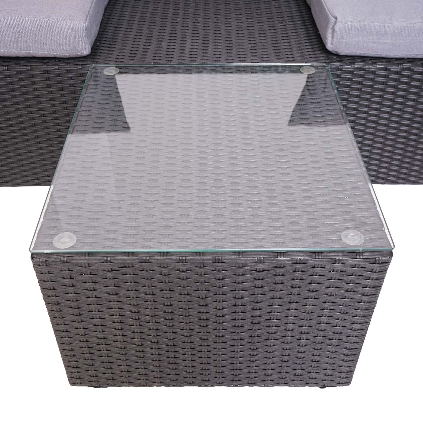 3in1 set MCW-J37, tuin/loungeset zonne-eiland, gesponnen poly-rattan MVG ~ antraciet, kussens lichtgrijs