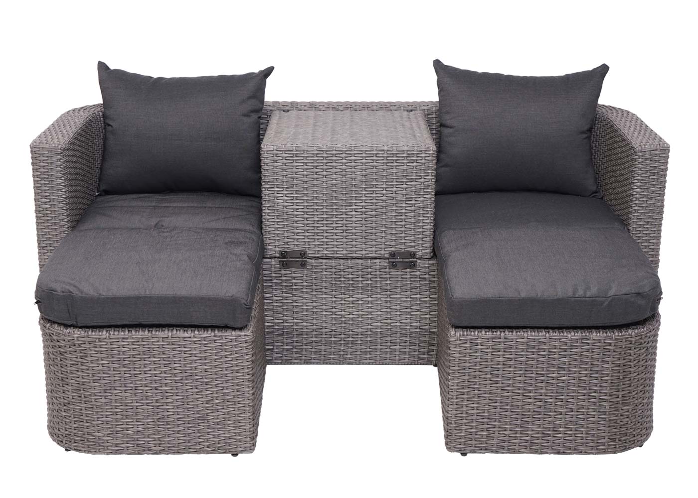 3in1 set MCW-J37, tuin/loungeset zonne-eiland, gesponnen poly-rattan MVG ~ grijs, antraciet kussens