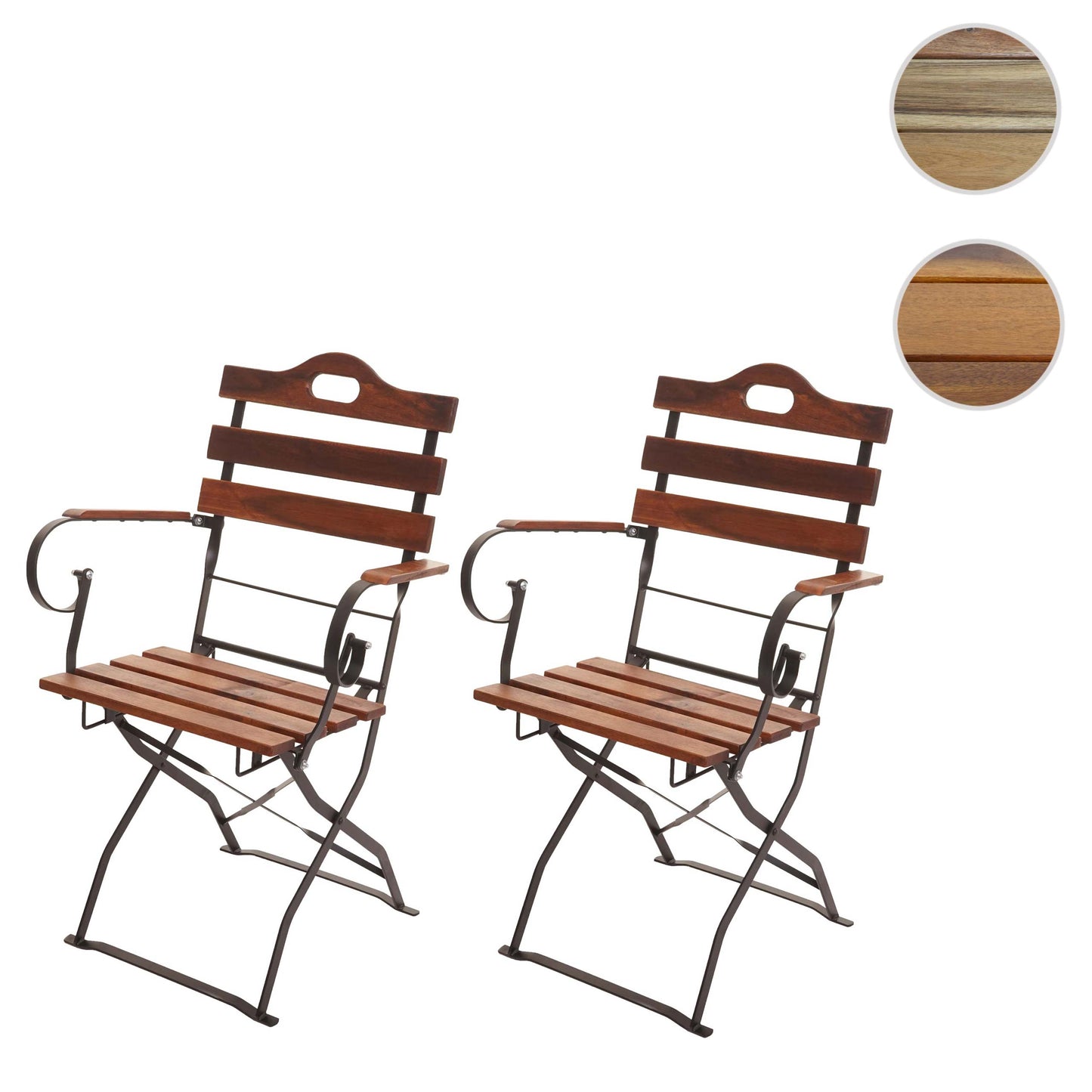Set van 2 biertuinstoelen MCW-J40, klapstoel tuinstoel, horeca kwaliteit acacia MVG-gecertificeerd ~ bruin