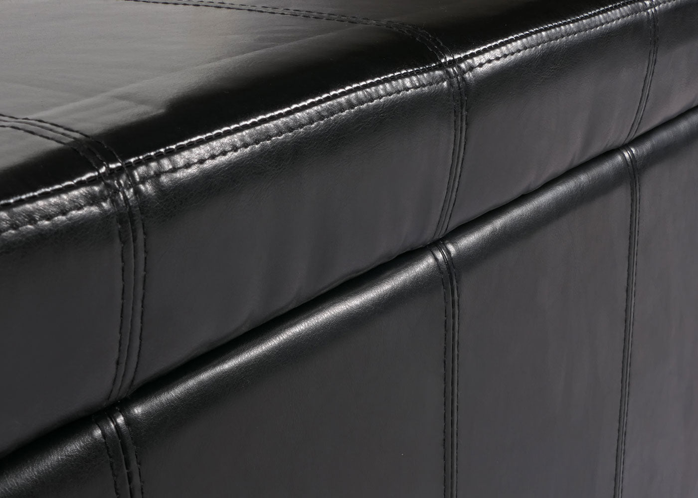 Opbergkist bank Kriens, leer + kunstleer, 112x45x45cm MVG-gecertificeerd ~ zwart