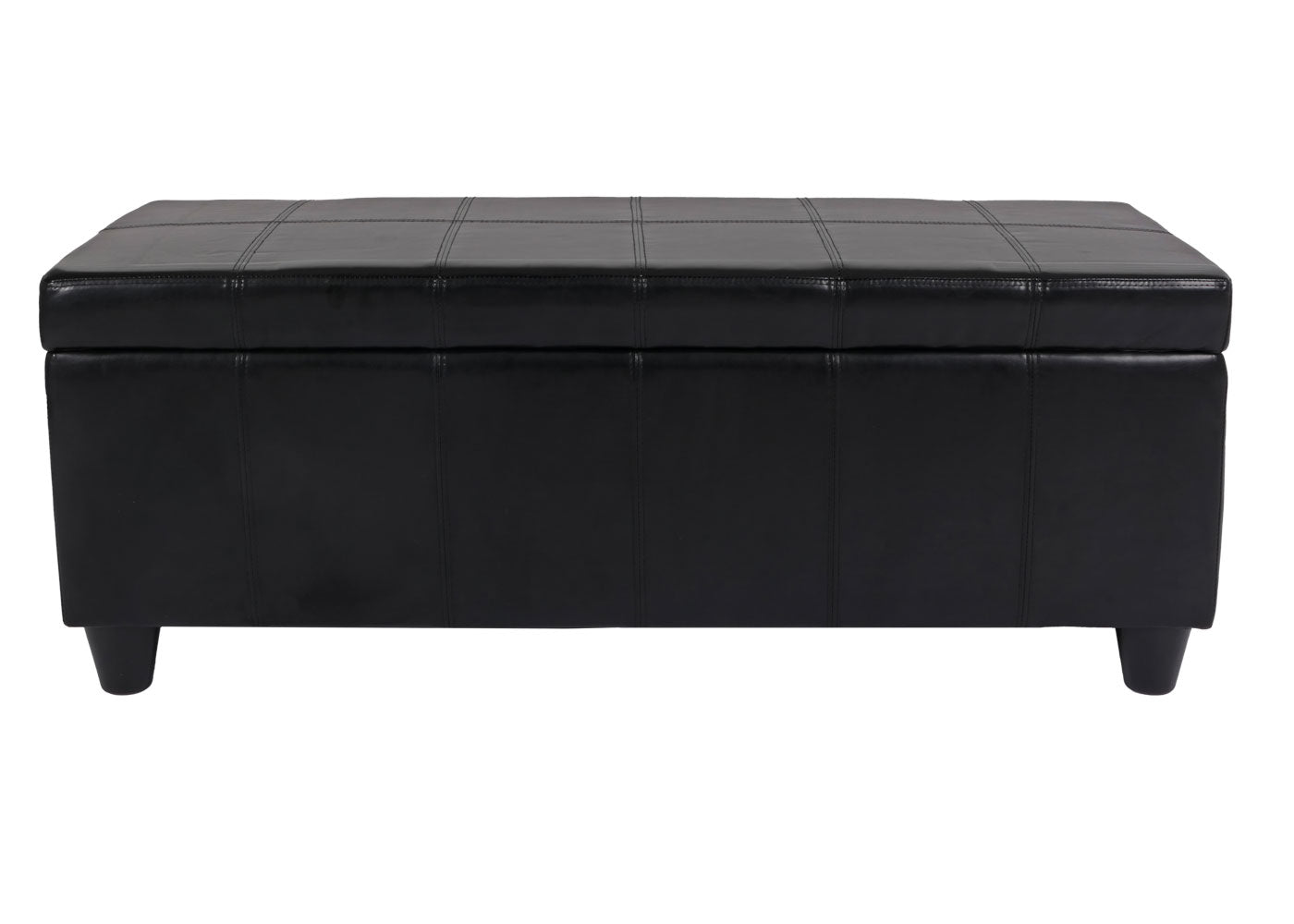 Opbergkist bank Kriens, leer + kunstleer, 112x45x45cm MVG-gecertificeerd ~ zwart