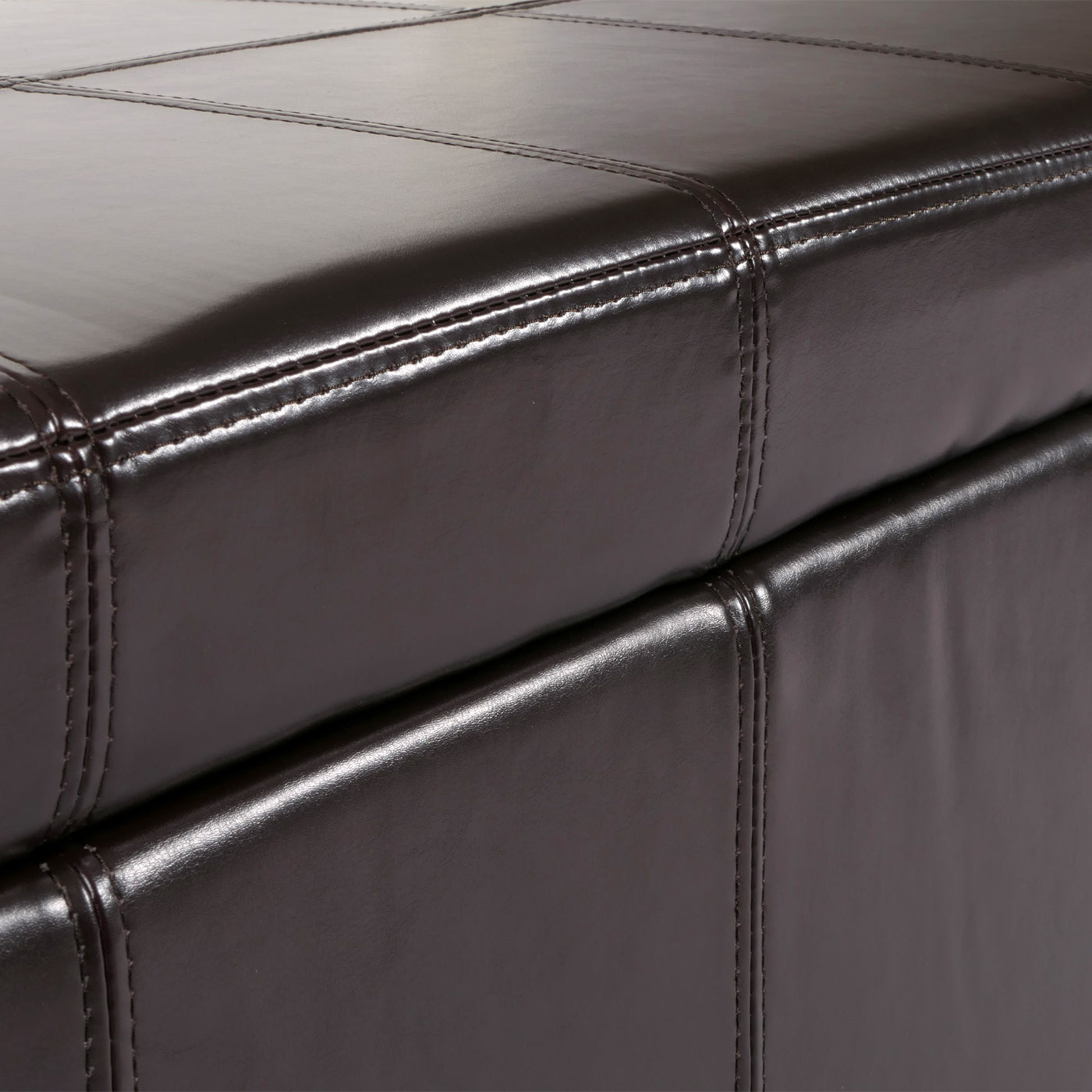 Opbergkist bank Kriens, leer + kunstleer, 112x45x45cm MVG-gecertificeerd ~ bruin