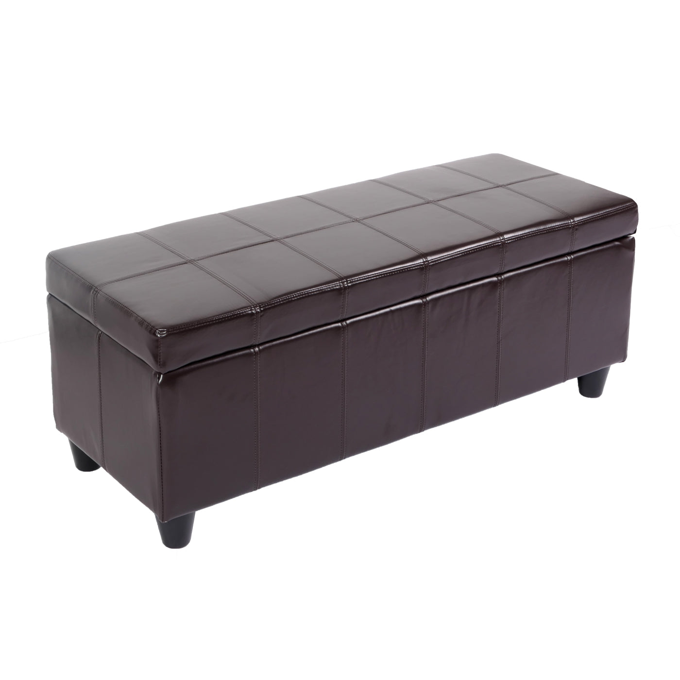 Opbergkist bank Kriens, leer + kunstleer, 112x45x45cm MVG-gecertificeerd ~ bruin