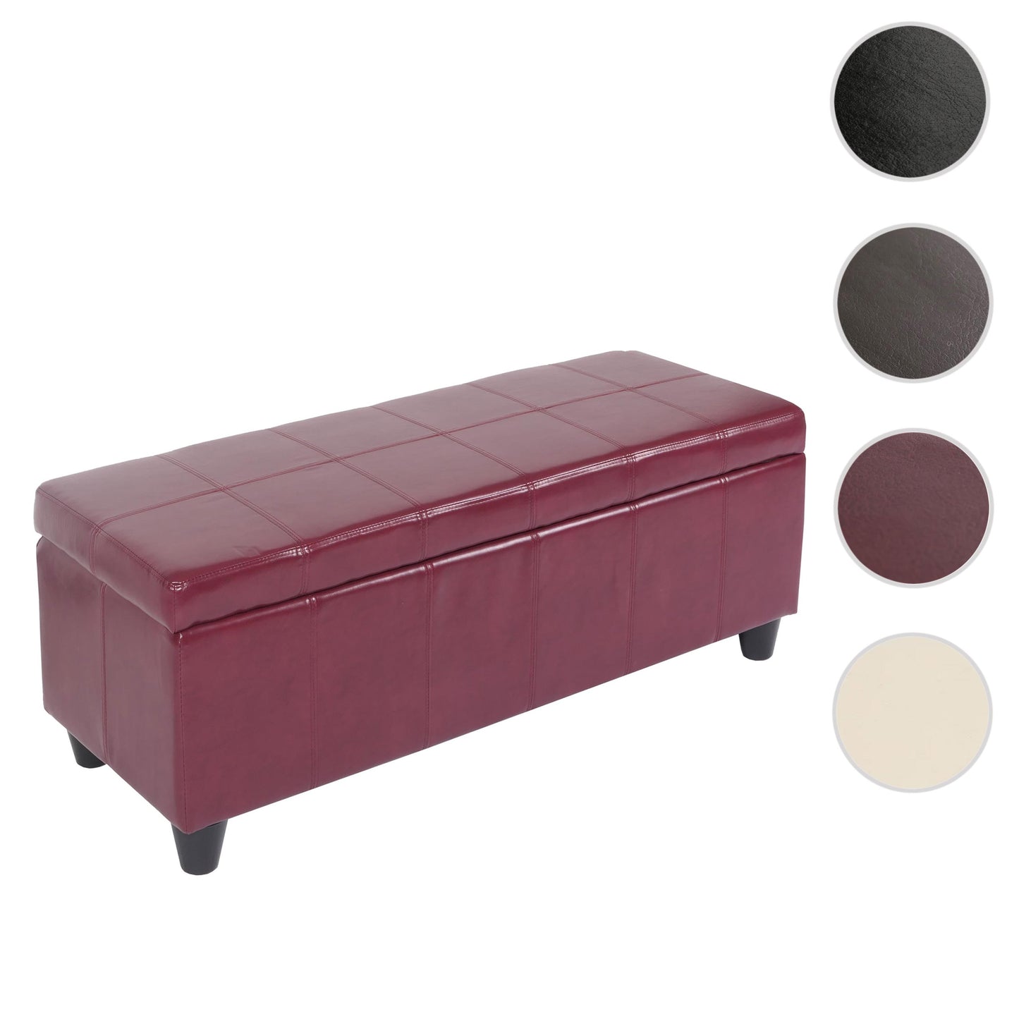 Bankzitting MET opbergvak Kriens leder + kunstleder 112x45x45cm MVG-gecertificeerd ~ rood