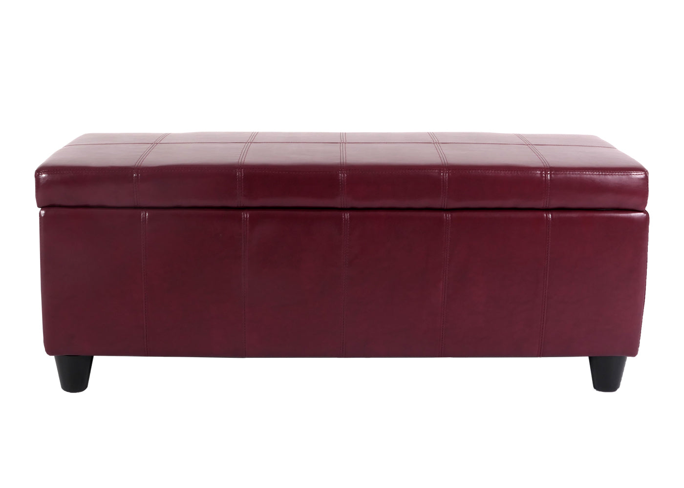 Opbergkist bank Kriens, leer + kunstleer, 112x45x45cm MVG-gecertificeerd ~ rood
