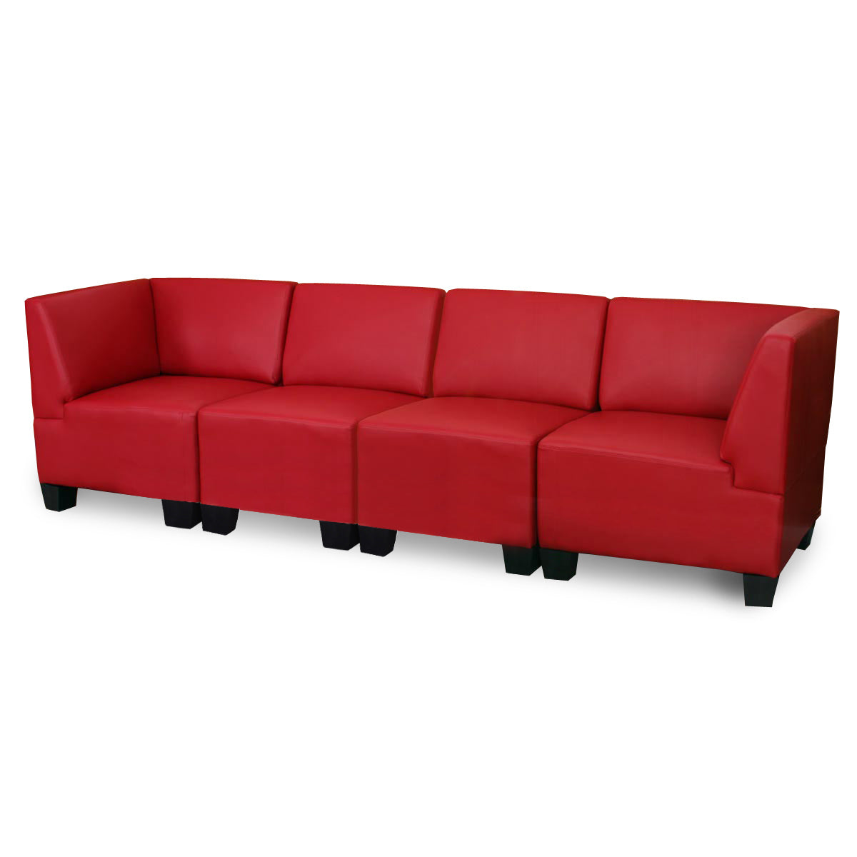 Modulaire 4-zits bank Lyon, kunstleer ~ rood, hoge armleuningen