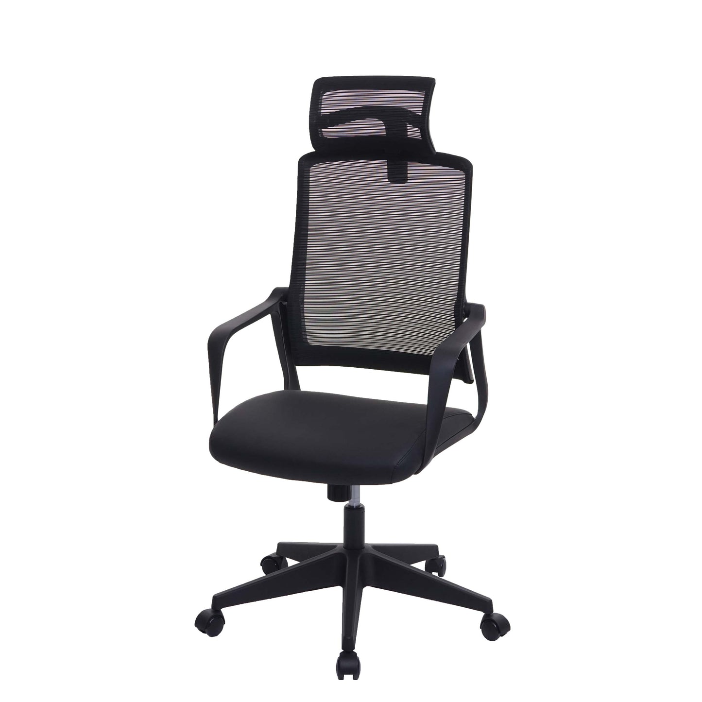 Bureaustoel MCW-J52, bureaustoel, ergonomische hoofdsteun, kunstleer ~ zwart