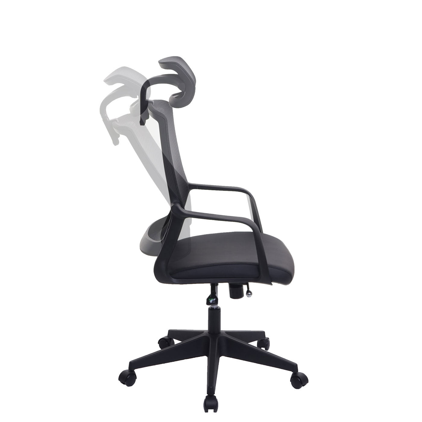 Bureaustoel MCW-J52, bureaustoel, ergonomische hoofdsteun, kunstleer ~ zwart