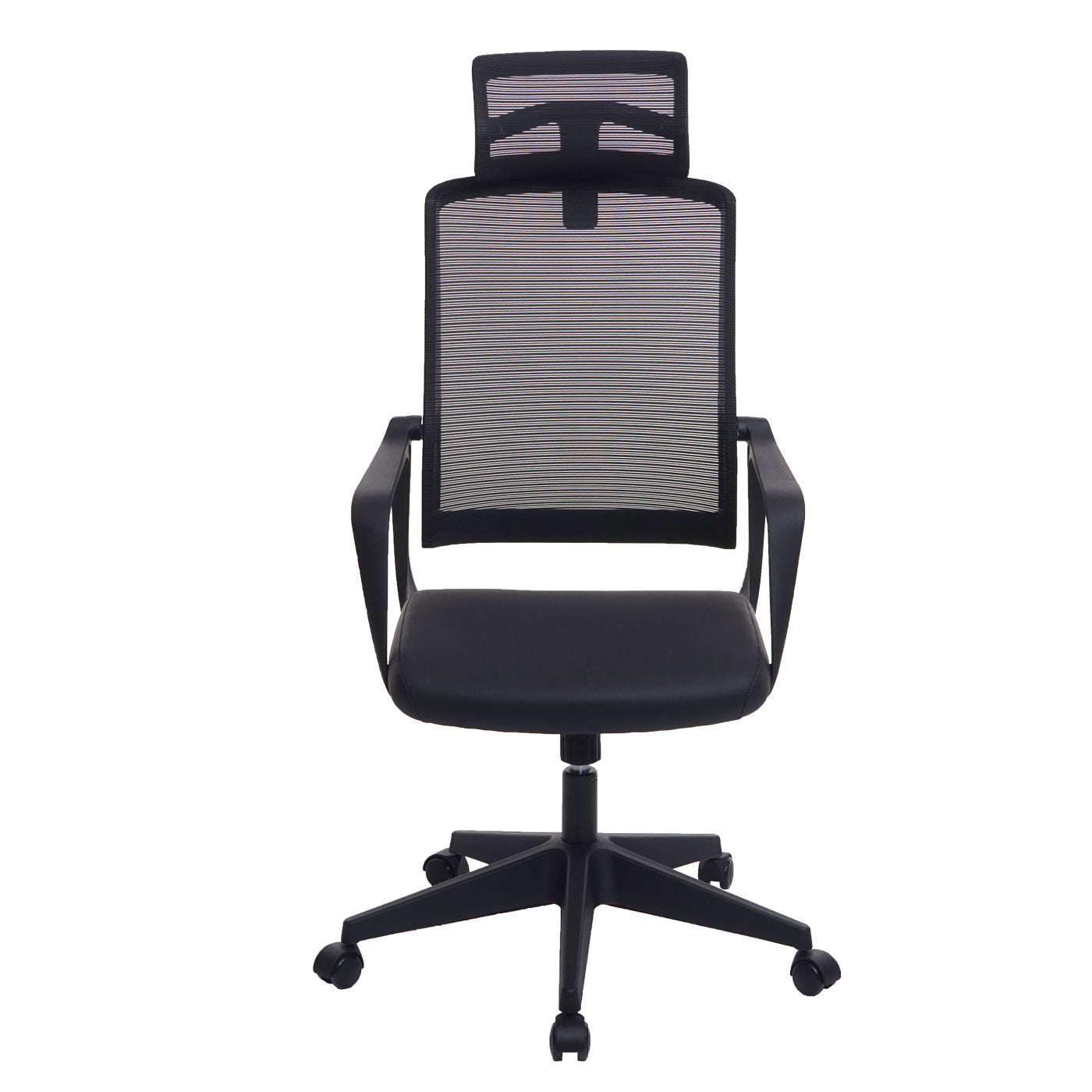 Bureaustoel MCW-J52, bureaustoel, ergonomische hoofdsteun, kunstleer ~ zwart