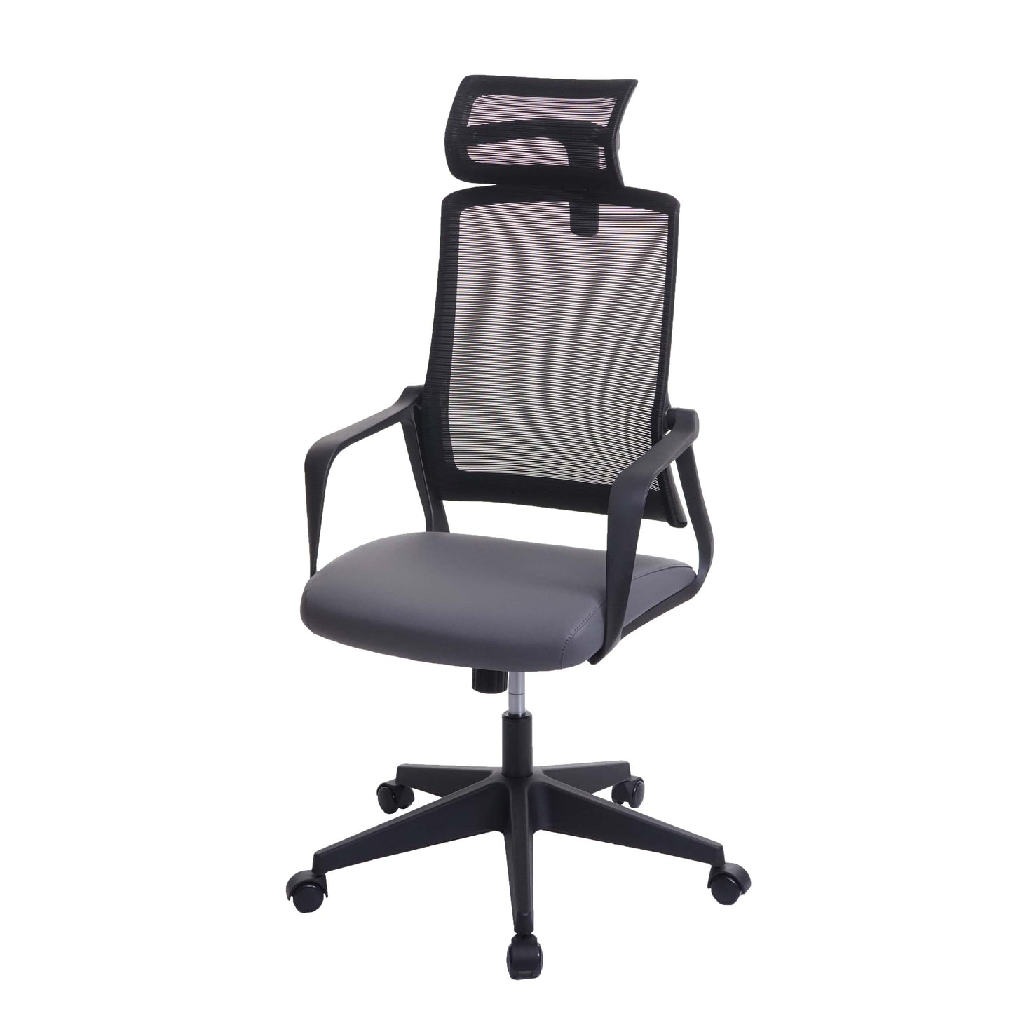Bureaustoel MCW-J52, bureaustoel, ergonomische hoofdsteun, kunstleer ~ grijs