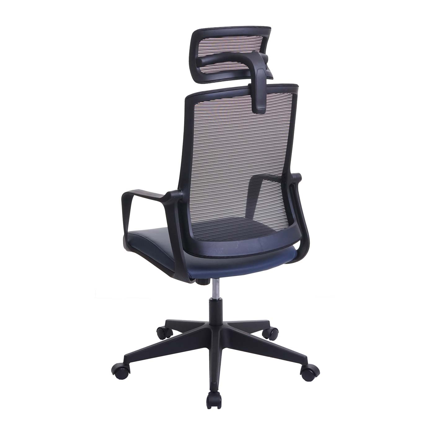 Bureaustoel MCW-J52, bureaustoel, ergonomische hoofdsteun, kunstleer ~ blauw-grijs