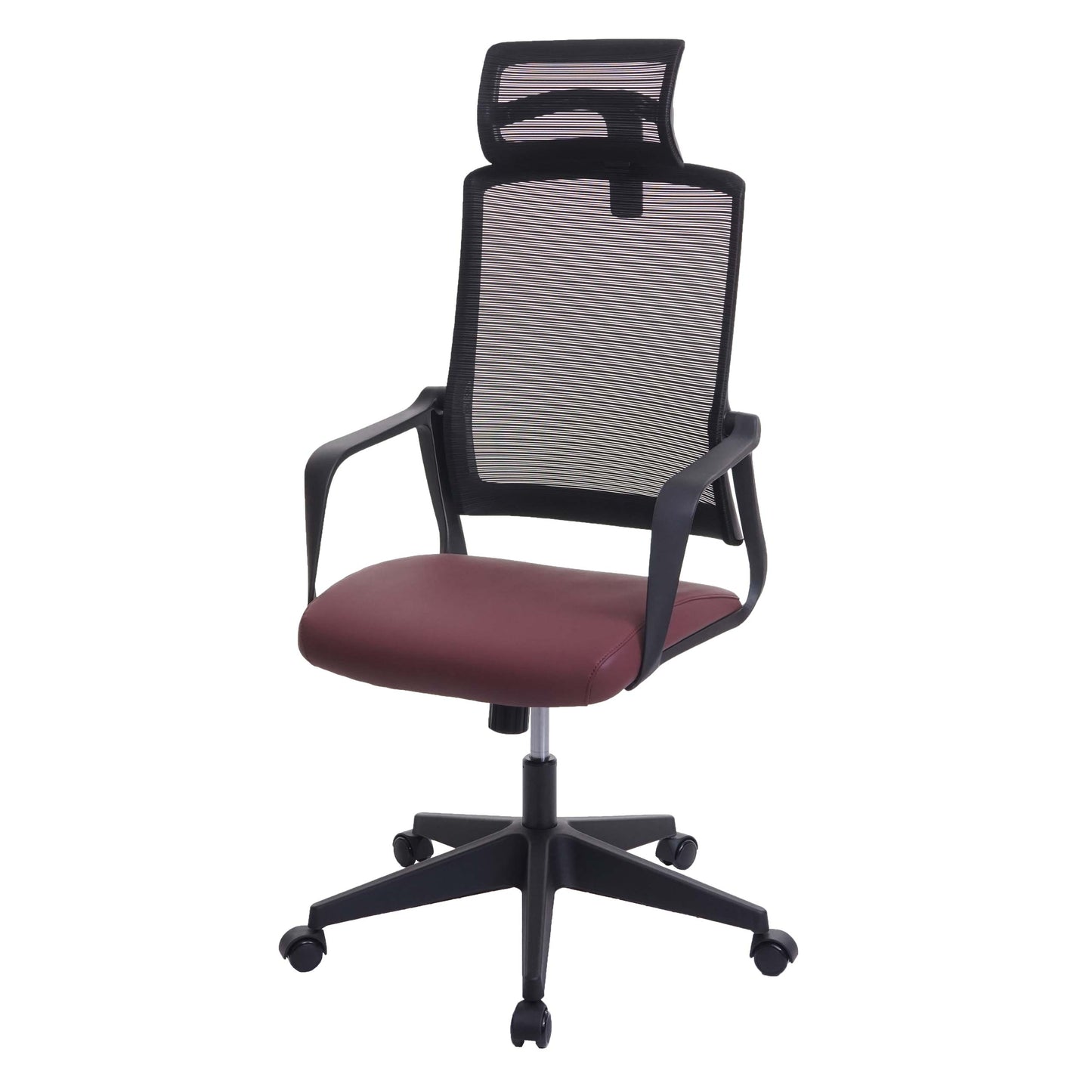 Bureaustoel MCW-J52, bureaustoel, ergonomische hoofdsteun, kunstleer ~ bordeaux-rood