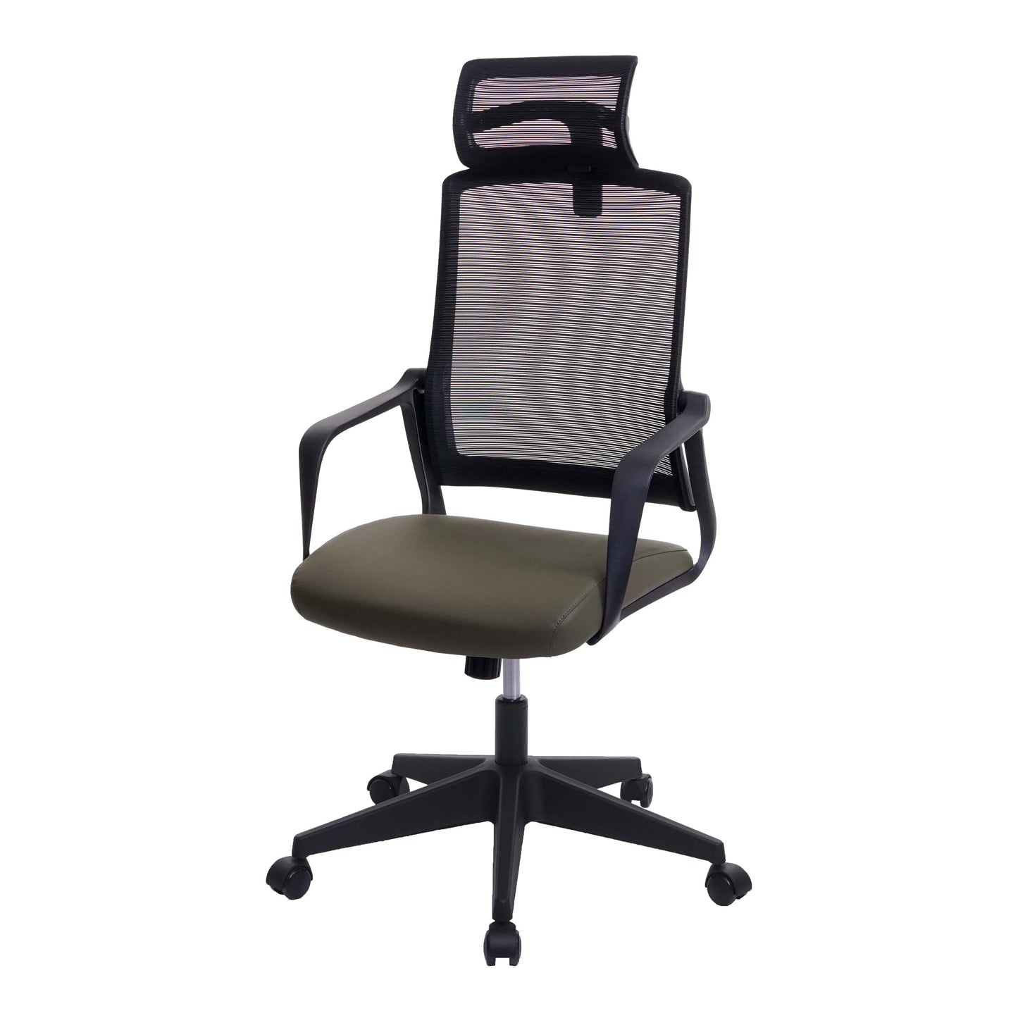 Bureaustoel MCW-J52, bureaustoel, ergonomische hoofdsteun, kunstleer ~ olijfgroen