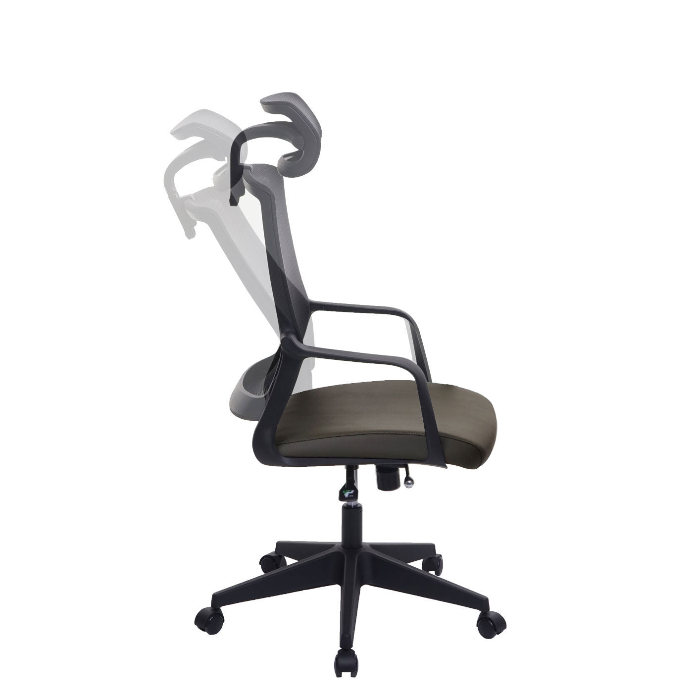 Bureaustoel MCW-J52, bureaustoel, ergonomische hoofdsteun, kunstleer ~ olijfgroen