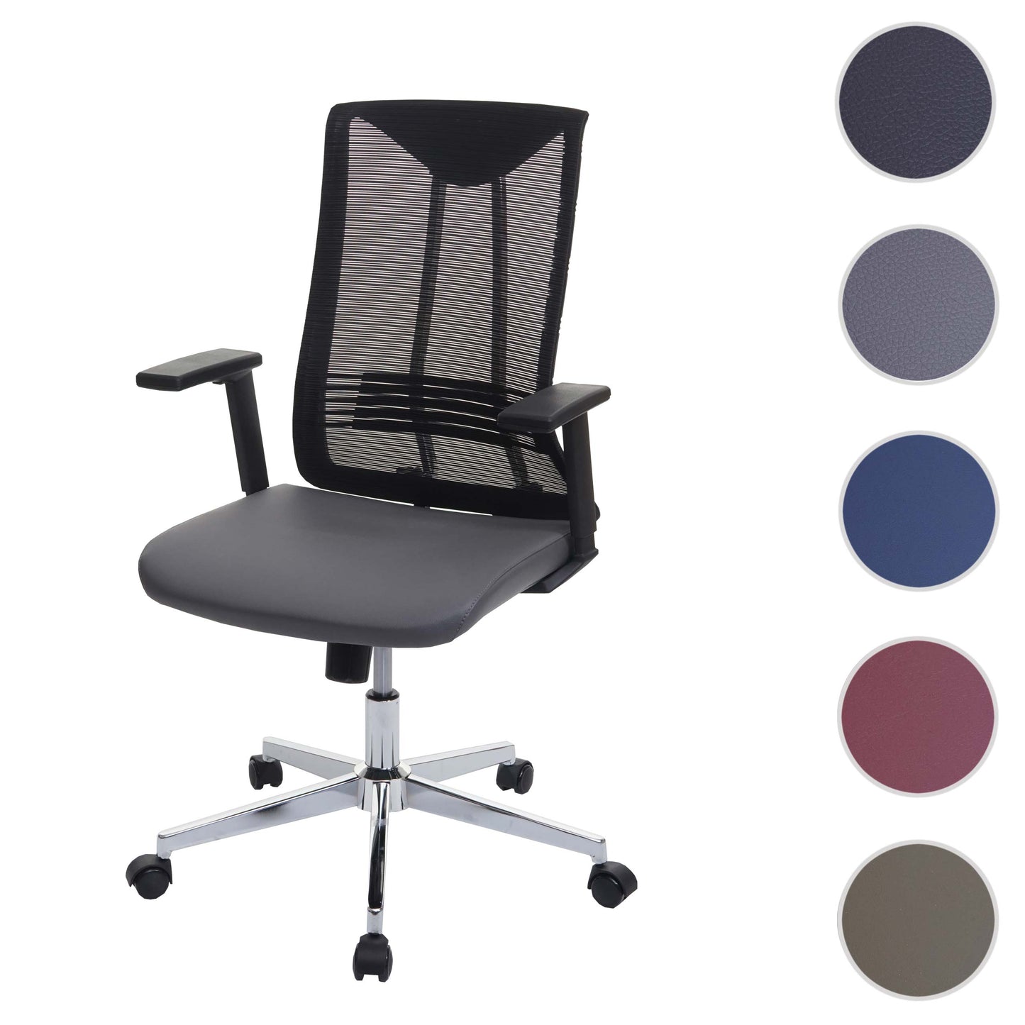 Bureaustoel MCW-J53, bureaustoel ergonomisch kunstleder ~ grijs