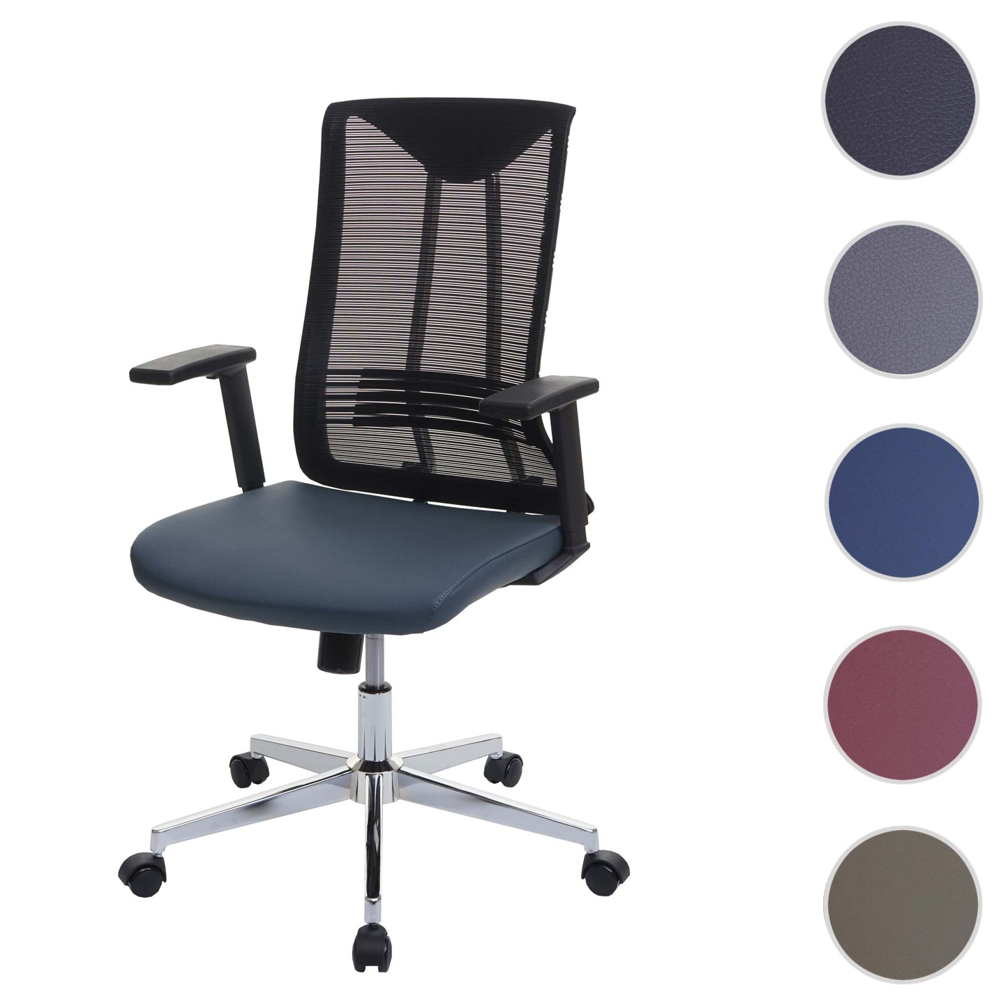 Bureaustoel MCW-J53, bureaustoel ergonomisch kunstleder ~ blauw-grijs