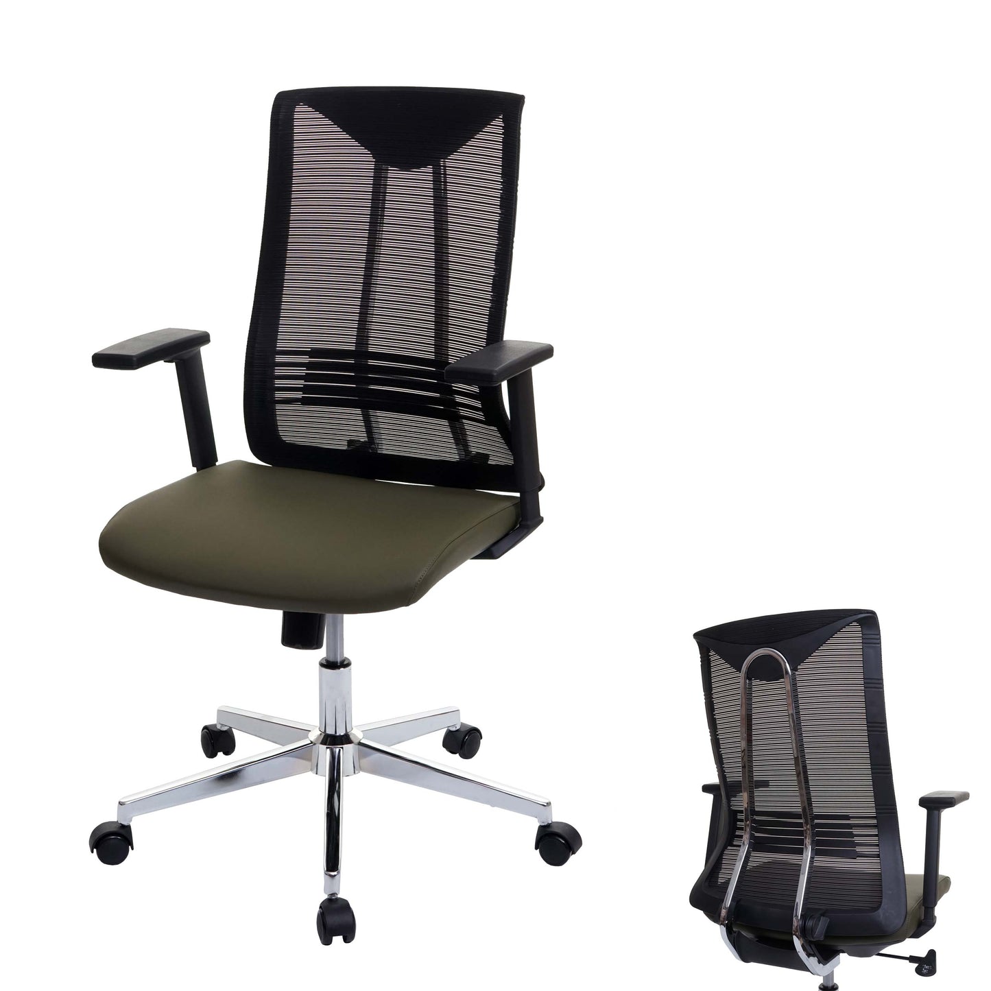 Bureaustoel MCW-J53, bureaustoel ergonomisch kunstleder ~ olijfgroen