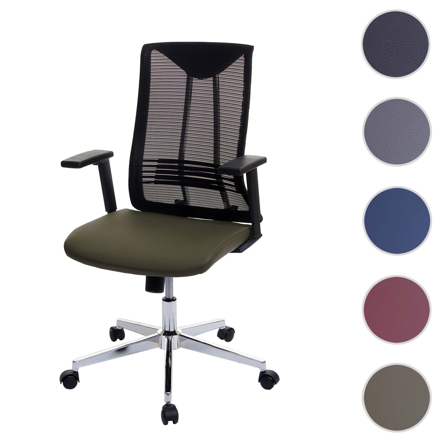 Bureaustoel MCW-J53, bureaustoel ergonomisch kunstleder ~ olijfgroen