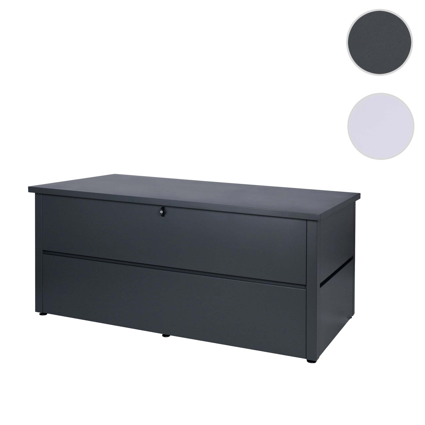 Tuinkist MCW-J56, opbergkist gewatteerd, waterdicht metaal roestvrij staal 69x165x85cm 692l ~ antraciet