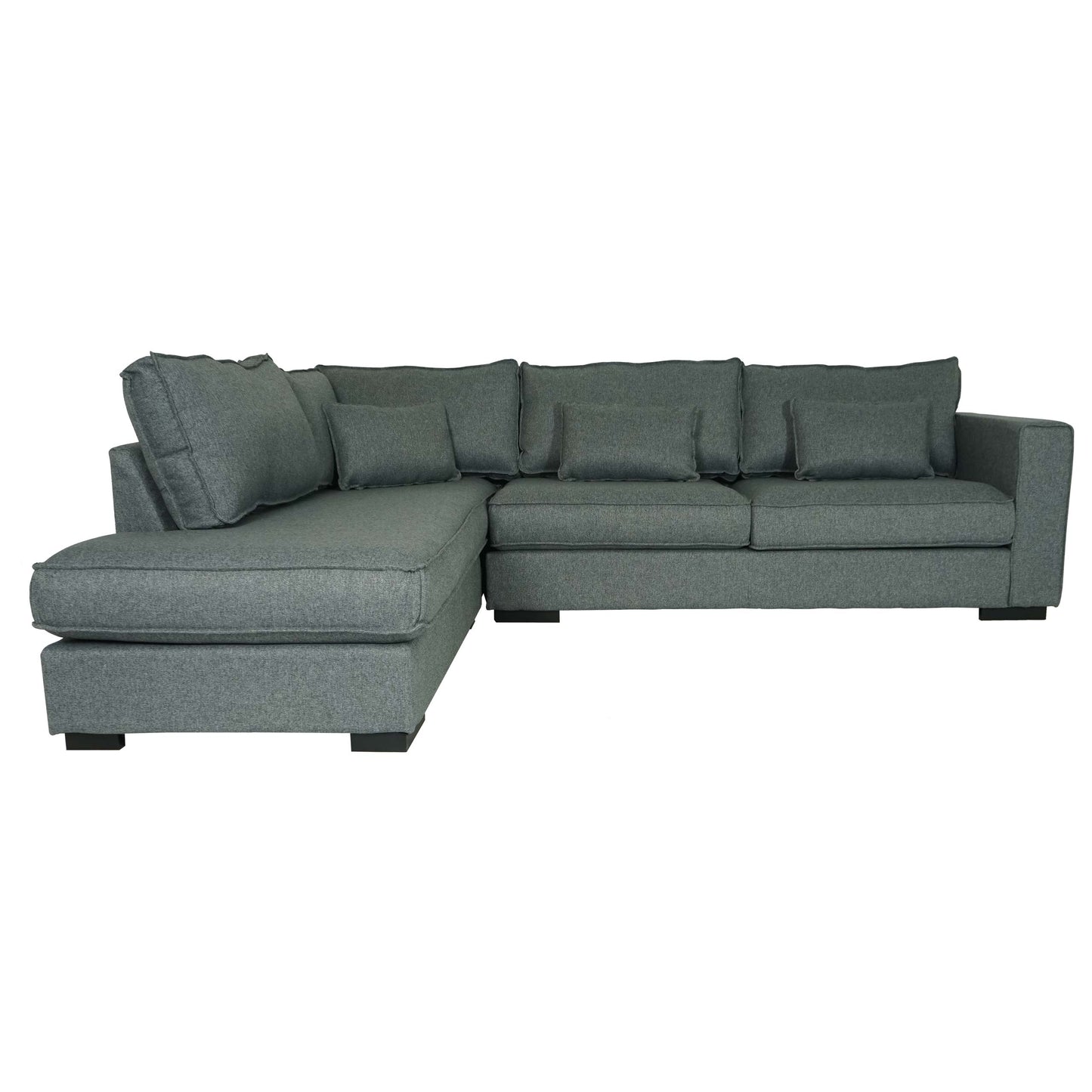 Hoekbank MCW-J58, bank met voetenbank links, Made in EU, waterafstotend 295cm ~ stof/textiel grijs