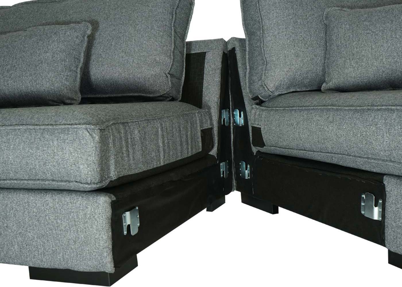 Hoekbank MCW-J58, bank met voetenbank links, Made in EU, waterafstotend 295cm ~ stof/textiel grijs