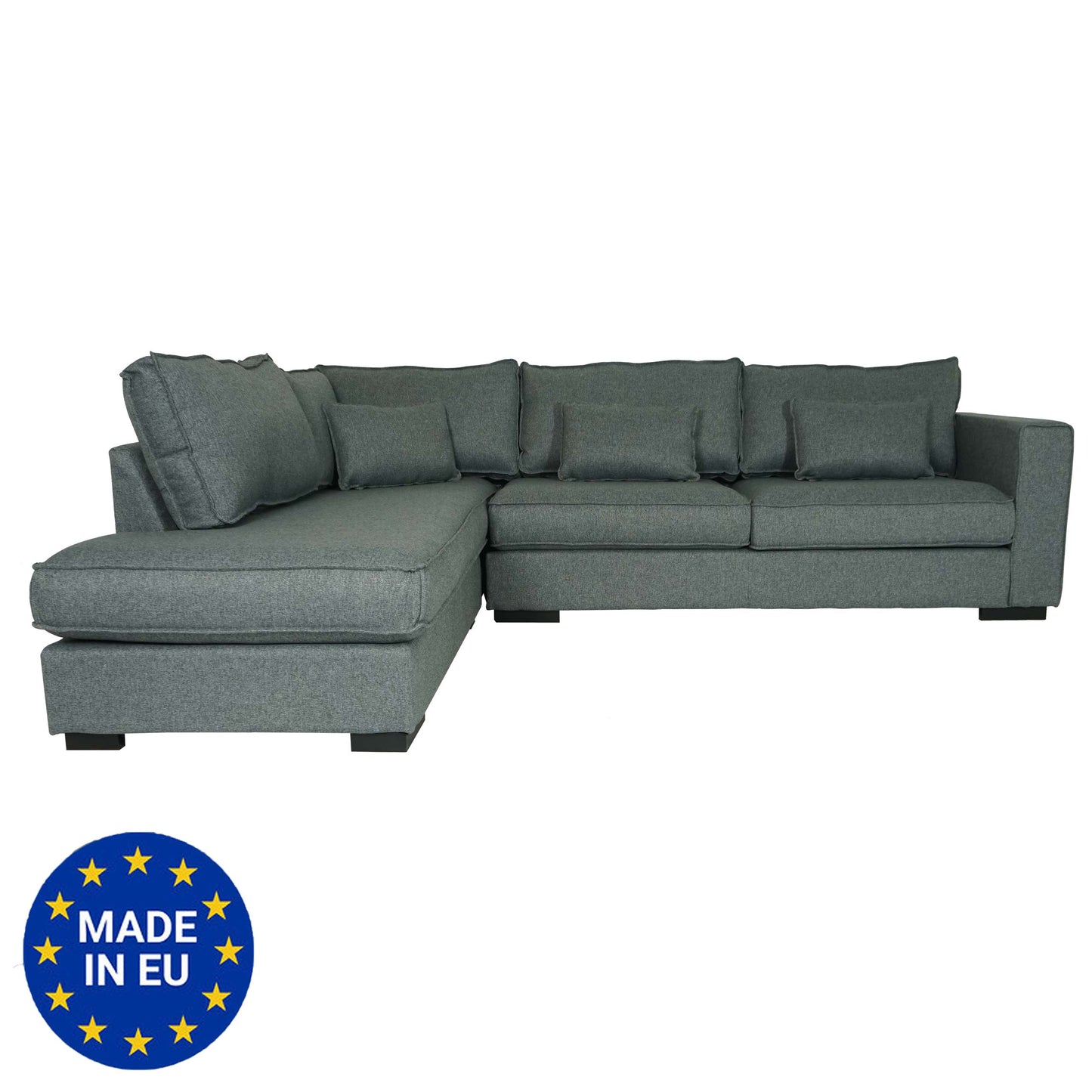 Hoekbank MCW-J58, bank met voetenbank links, Made in EU, waterafstotend 295cm ~ stof/textiel grijs