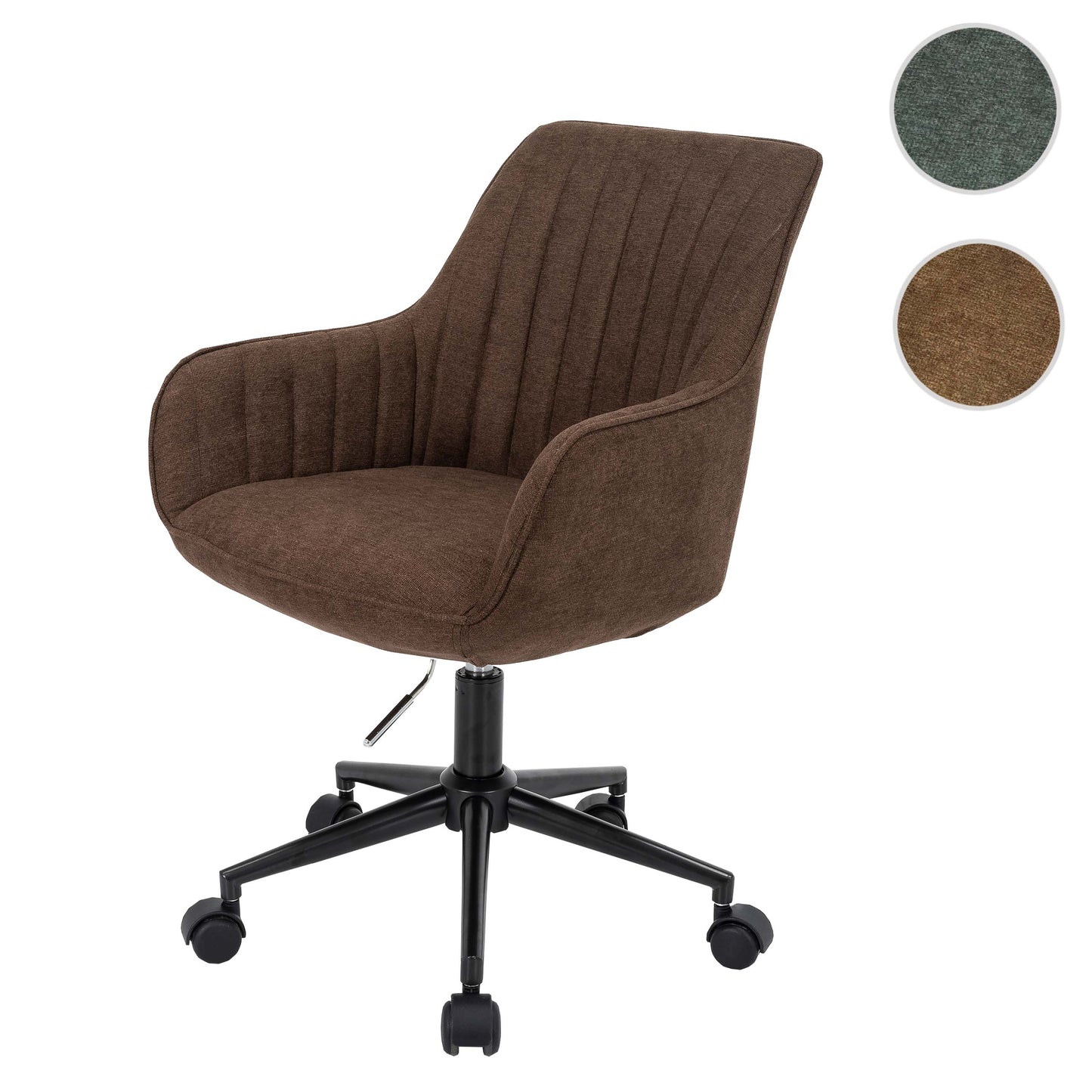 Bureaustoel MCW-J62, bureaustoel bureaustoel fauteuil, stof/textiel met armleuningen ~ bruin