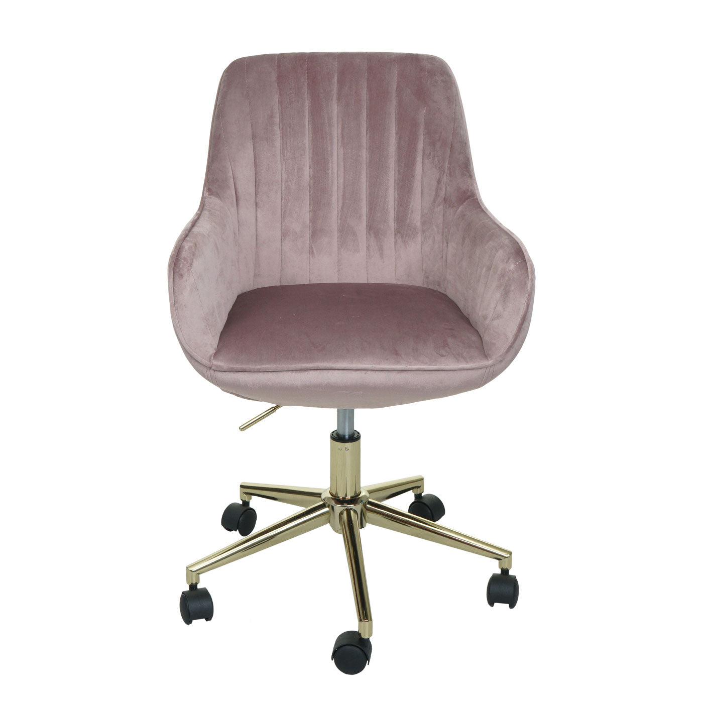 Bureaustoel MCW-J62, bureaustoel bureaustoel fauteuil stoel, fluweel met armleuning gouden voet ~ roze