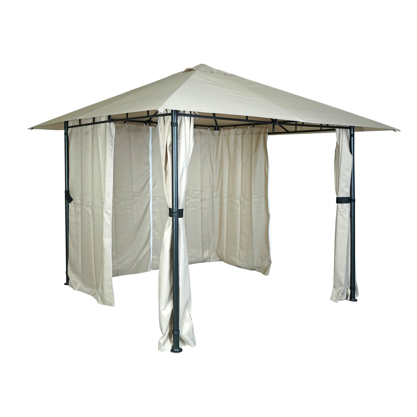 Pergola MCW-J63, tuinpaviljoen terrasoverkapping met zijwand, 3x3m ~ crème-beige